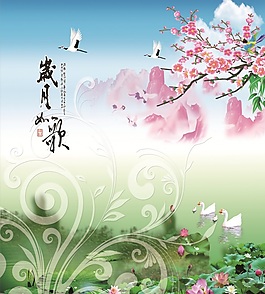 歲月如歌室內移門創意畫