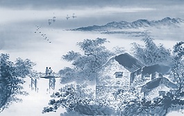 中式風村莊背景墻