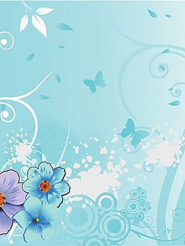 藍色蝴蝶小花室內(nèi)移門創(chuàng)意畫