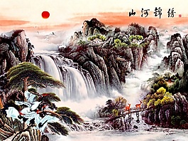 錦繡山河背景墻下載