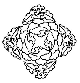 中式吉祥黑白圖花瓣形花紋圖