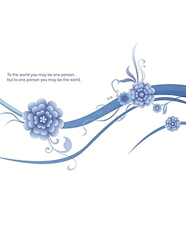 藍(lán)色小花室內(nèi)移門創(chuàng)意畫