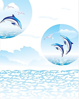 水上海豚室內(nèi)移門創(chuàng)意畫