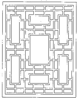中式花紋鏤空黑白圖案