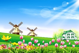 童話小屋室內移門創意畫