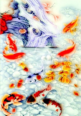 假山下的雨移門創(chuàng)意畫