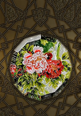 移門創(chuàng)意畫刺繡牡丹