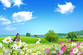春日陽光室內移門創意畫