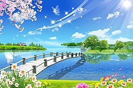 愛的橋梁室內(nèi)移門創(chuàng)意畫