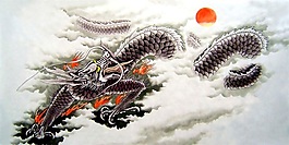 室內(nèi)掛畫山水畫背景墻云中麒麟