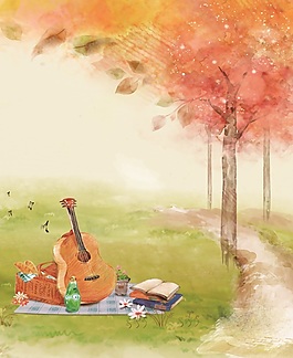 秋日室內移門創意畫