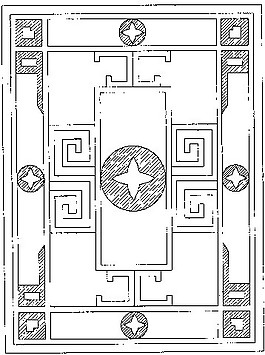 中式花紋鏤空黑白圖案