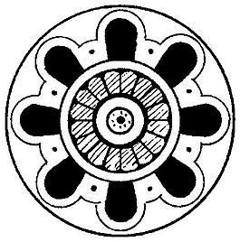 中式圖案花邊黑白圖圓形