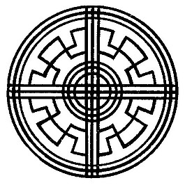 經(jīng)典圓形中式圖案花邊黑白圖