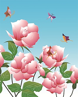 粉色玫瑰花朵移門裝飾畫