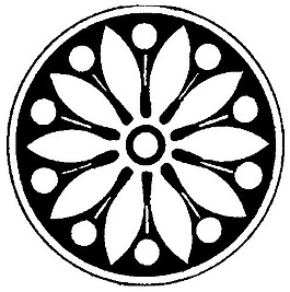 中式圖案花邊黑白圓形