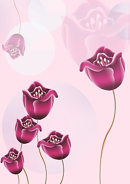 粉色手繪花朵移門裝飾畫