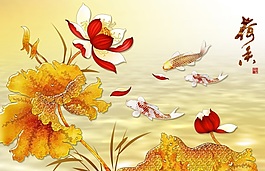 室內(nèi)玉石瓷磚背景墻荷花池