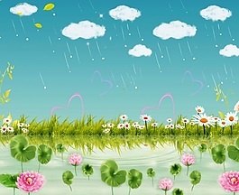 春季荷花荷塘雨季衣柜移門