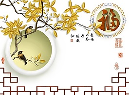 喜鵲福壁畫圖片下載
