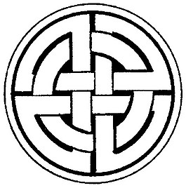 圓形中式圖案花邊黑白圖