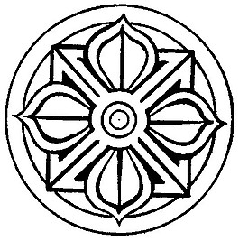 中式圖案花邊黑白圓形
