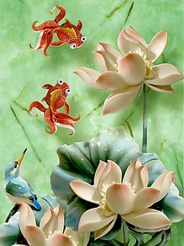 蓮池里的金魚素材下載