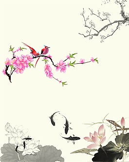 粉色手绘玉兰花彩雕效果移门