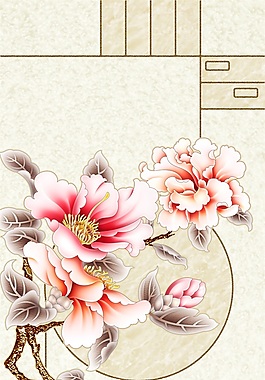 彩繪荷花詩意瓷磚背景墻