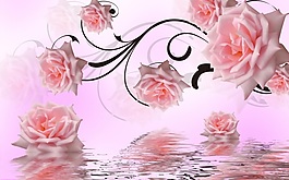 室內(nèi)玉石瓷磚背景墻海上落花