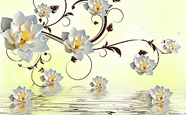 室內(nèi)水中倒影玉石瓷磚背景墻