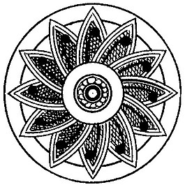 中式图案花边黑白图莲花