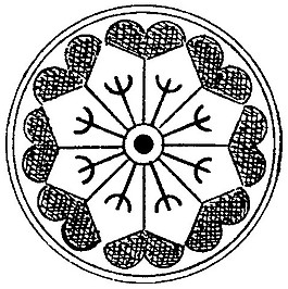 中式圖案花邊黑白圖桃花