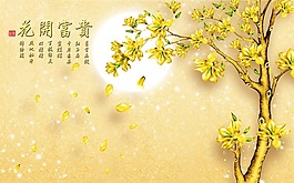 3D花開富貴玉蘭花瓷磚背景墻