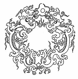 中式圖案龍紋黑白圖龍袍圖案