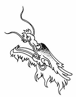 中式图案龙纹黑白图龙头