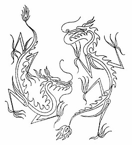 中式圖案龍紋黑白圖