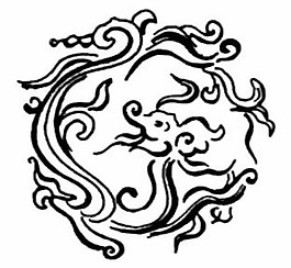 中式圖案龍紋黑白圖