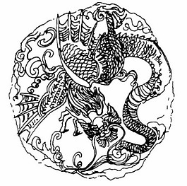 中式圖案龍紋黑白圖