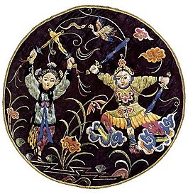 二人舞劍布紋貼圖