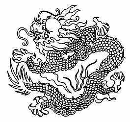 中式古典龍紋黑白圖
