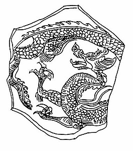 中式图案精致龙纹黑白图