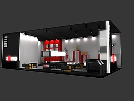 冷色調(diào)展覽展示展臺設計3D展會模型
