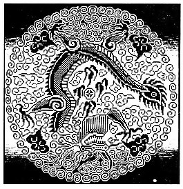 中式圖精致案龍紋黑白圖