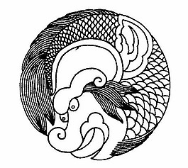 中式圖案古典龍紋黑白圖