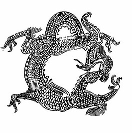 中式圖案精致龍紋黑白圖