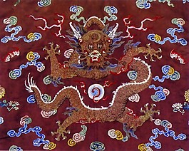 中式刺繡龍布紋貼圖