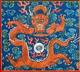 神龍見首不見尾中式布紋貼圖