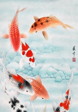 錦鯉瓷磚背景墻帶路徑