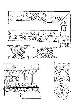 中式花紋建筑分層圖